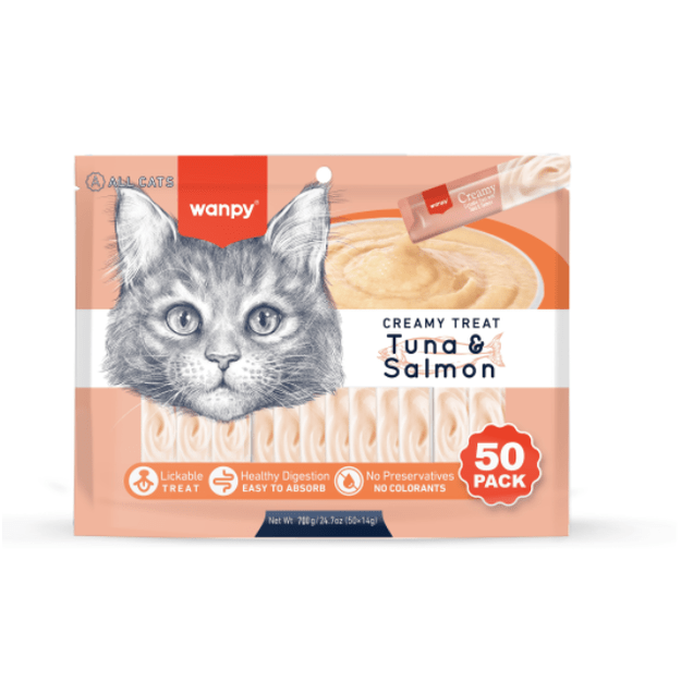 wanpy - Wanpy Cat 50 Pack Creamy Lickable Treat Tuna & Salmon 700g (50x14g) - 700g (50x14g)