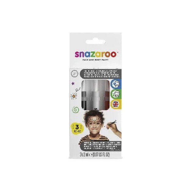Snazaroo - Make-up color brush paint - black/white/orange(3 pcs) (791064)