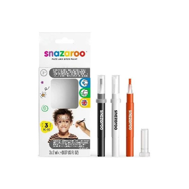 Snazaroo - Make-up color brush paint - black/white/orange(3 pcs) (791064)
