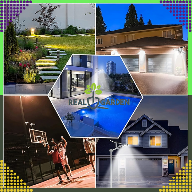 Dārza saules laternas staba lampa ar jaudīgu 300 W ielas paneli, 299 LED