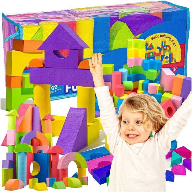 PUTPLOPŲ KALADĖLIŲ RINKINYS VAIKAMS 50 DALIŲ SPALVINGŲ DĖLIONIŲ