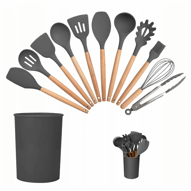 Virtuvės įrankių rinkinys, silikoniniai virtuvės įrankiai, 12 dalių