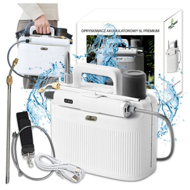 Elektriskais dārza smidzinātājs 2200 mAh akumulators, spiediens 5 l