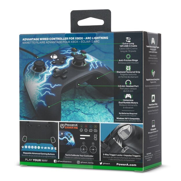 PowerA Advantage Wired Controller - Xbox Series X/S - Arc Lightning