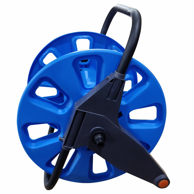 Dārza šļūtenes ratiņu statīvs, ruļļa cilindrs, 50–60 m, dārza darbnīcai, viegls