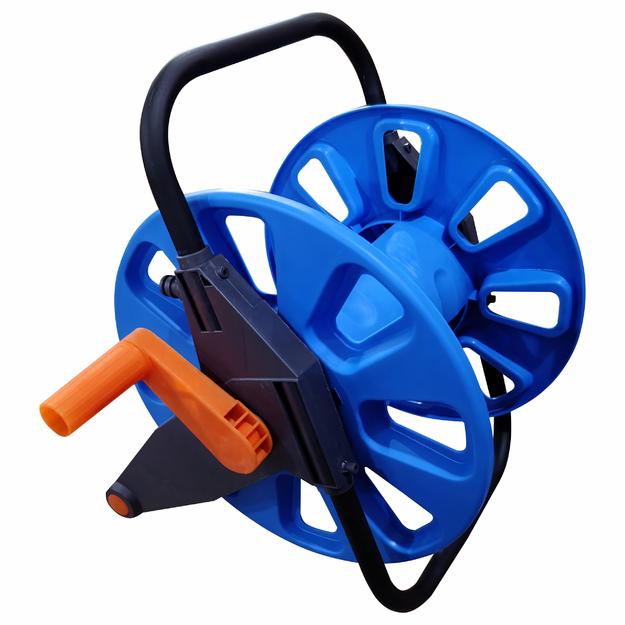 Dārza šļūtenes ratiņu statīvs, ruļļa cilindrs, 50–60 m, dārza darbnīcai, viegls