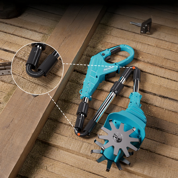 Salokāms bezvadu dārza frēze, elektriskais kultivators, 2x akumulators