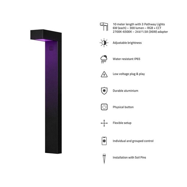 Hombli - Smart Outdoor Pathway Light, Black (single) 10