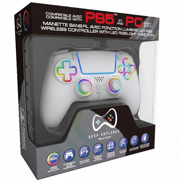 Deep Explorer - Wireless RGB Pro controller - PS5 (White)