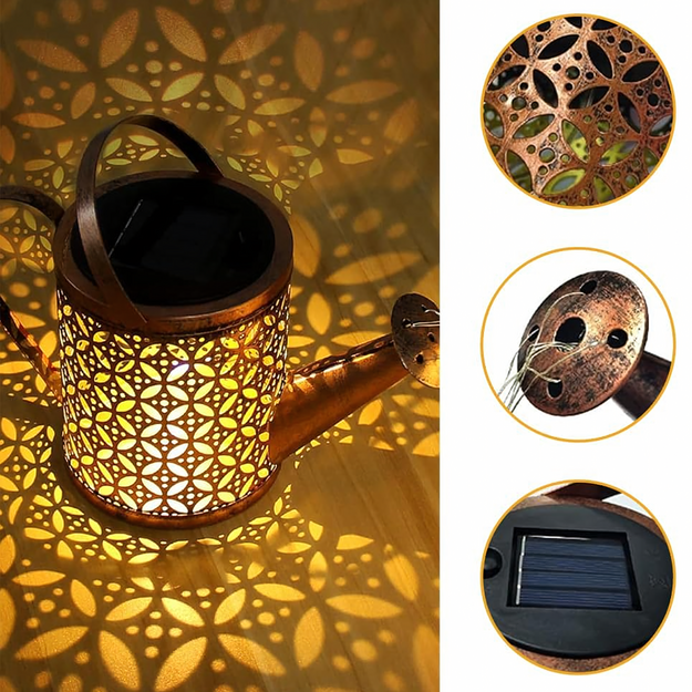 Sodo lempa, dekoratyvinė, saulės energija varoma, LED ornamentas, įsmeigiama laistytuvė, sodui arba terasai