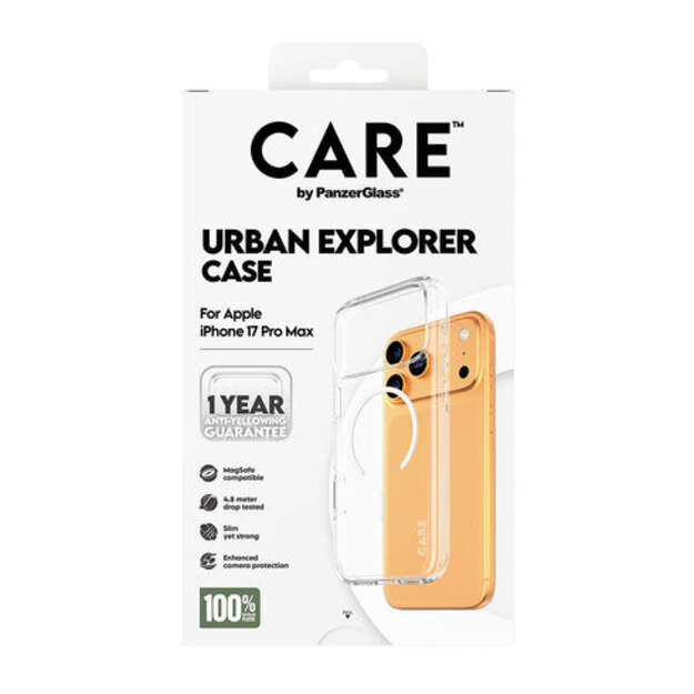 PanzerGlass - CARE Flagship Case Transparent Urban Explorer w. White MagSafe - iPhone 17 Pro Max