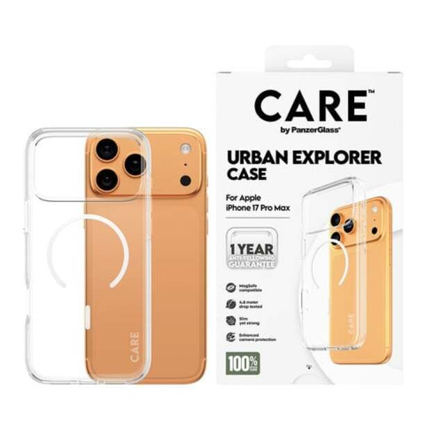 PanzerGlass - CARE Flagship Case Transparent Urban Explorer w. White MagSafe - iPhone 17 Pro Max
