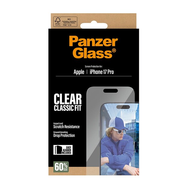 PanzerGlass - Screen Protector iPhone 17 Pro/Classic Fit w. EasyAligner