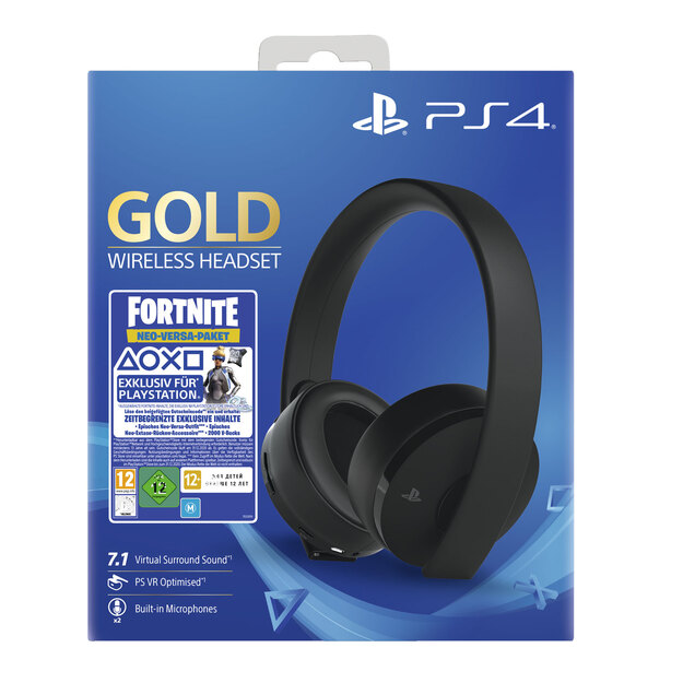 PS4 Sony Gold Wireless Headset 7.1 + Fortnite Bundle (Code is Expired)