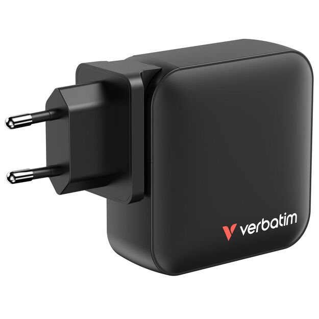 Verbatim - Mini GaN Charger 165W 4 Port US plug with EU and UK adaptors