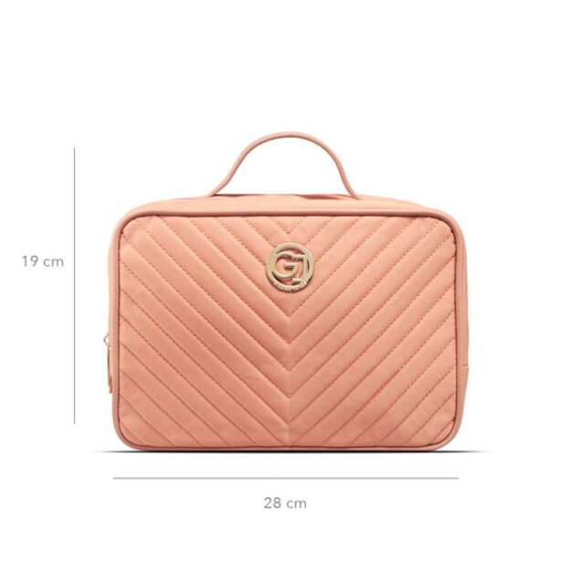 Gillian Jones - 2-Room Traincase - Coral - Quilted nylon