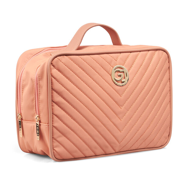 Gillian Jones - 2-Room Traincase - Coral - Quilted nylon