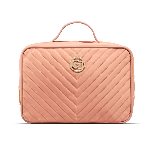 Gillian Jones - 2-Room Traincase - Coral - Quilted nylon