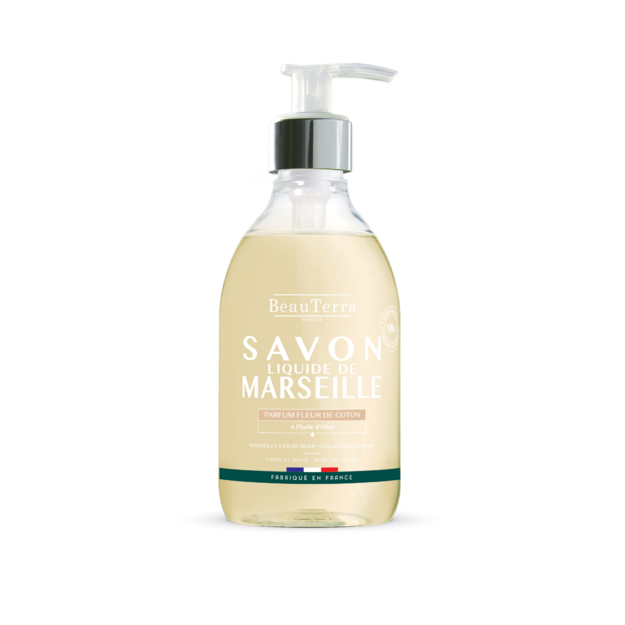 BeauTerra - Marseille Liquid Soap - Cotton Flower - 300 ml