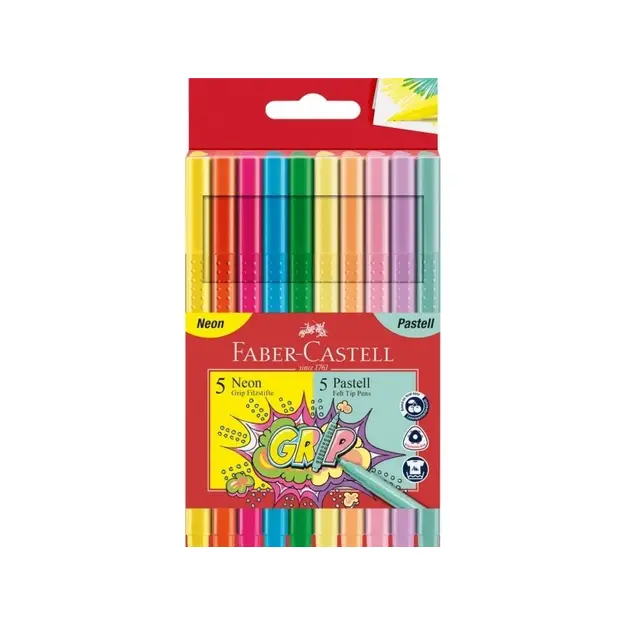 Faber-Castell - Grip Colour Marker - Neon & Pastel set of 10 (155312)