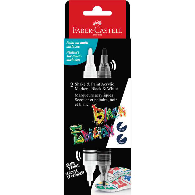 Faber-Castell - Black Edition Shake & Paint Acrylic Markers Set of 2 (Black and White) (285503)