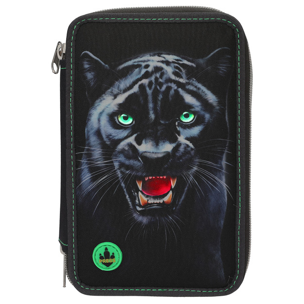Dino World - Adventure World Triple Pencil Case LED PANTHER - Dark Grey