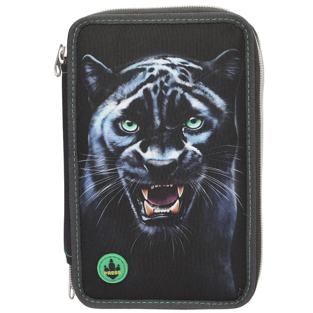 Dino World - Adventure World Triple Pencil Case LED PANTHER - Dark Grey