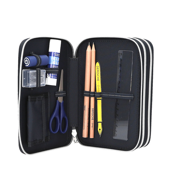 Dino World - Action World Triple Pencil Case Gaming - Dark Blue