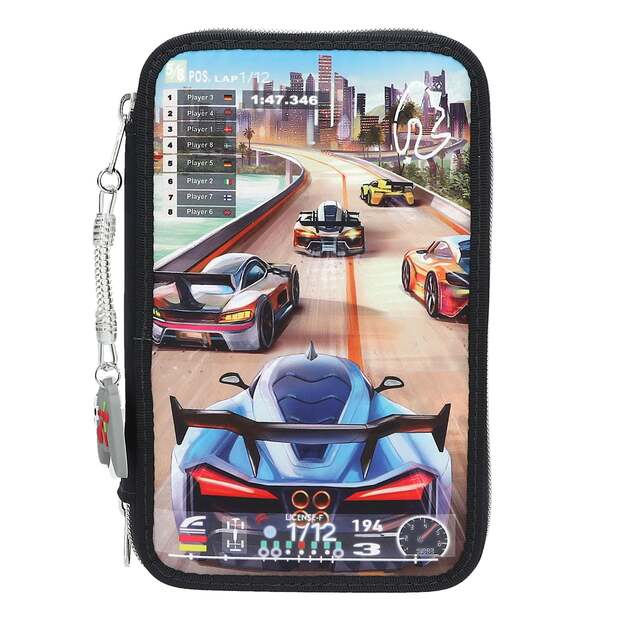 Dino World - Action World Triple Pencil Case Gaming - Dark Blue