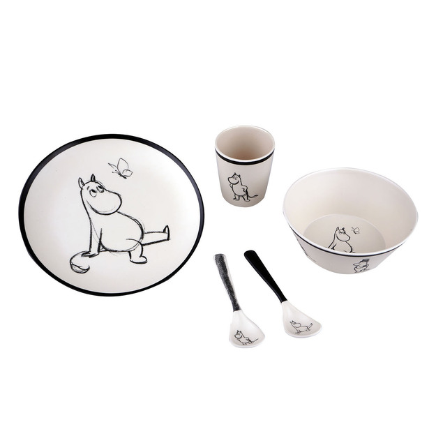 Moomin - 100% Melamine 5 Pcs Package (Plate, Bowl, Tumbler, 2 Spoons) (800037)