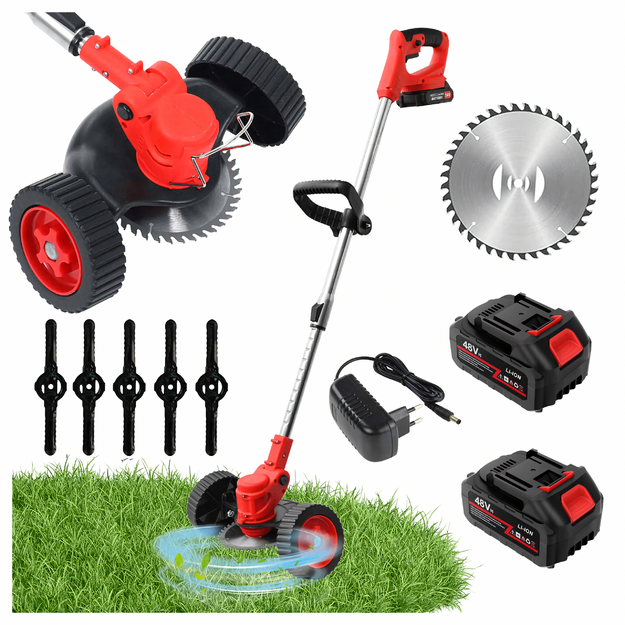 Akumulatora krūmgriezis Dārza krūmgriezis Zāles trimmeris Komplekts XXL Riteņi