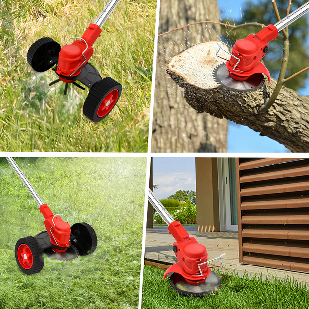 Akumulatora krūmgriezis Dārza krūmgriezis Zāles trimmeris Komplekts XXL Riteņi