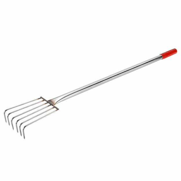 Sodo grėblys su metaliniais nagais grėbimui ir atlaisvinimui, 6 dantukai, 56 cm
