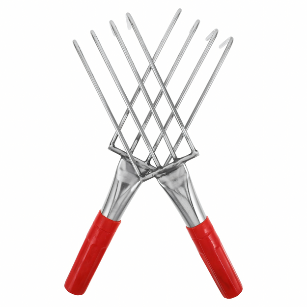 Sodo grėblys su metaliniais nagais grėbimui ir atlaisvinimui, 4 dantukai, 32 cm