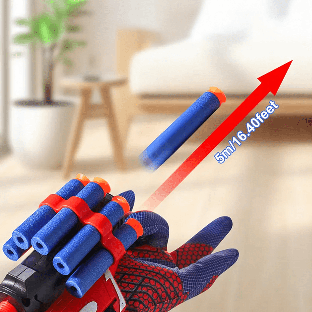 Spiderman Rękawica Wyrzutnia Sieć Strzelająca Rękawiczka + 20 Strzałek 11