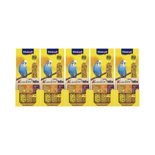 Vitakraft - Bird treats - 5 x Kräcker Mix Honey/fruit/egg for budgies (bundle)