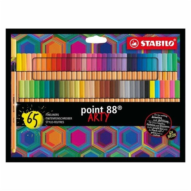 STABILO - Pen 88 fineliner ARTY, cardboard wallet of 65 colors