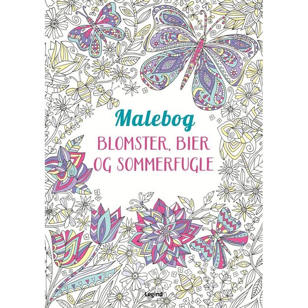 Coloring book - Flowers, bees and butterflies