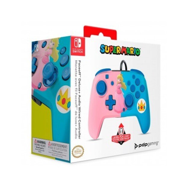 PDP Faceoff Deluxe Audio Wired Controller Peach Licensed Switch 2
