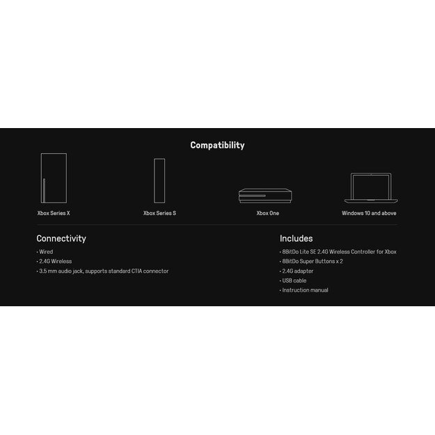 8BitDo Lite SE 2.4G Wireless Controller for Xbox