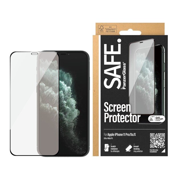 SAFE by PanzerGlass - Screen Protector Apple iPhone X, Xs - 11 Pro - Edge-to-Edge