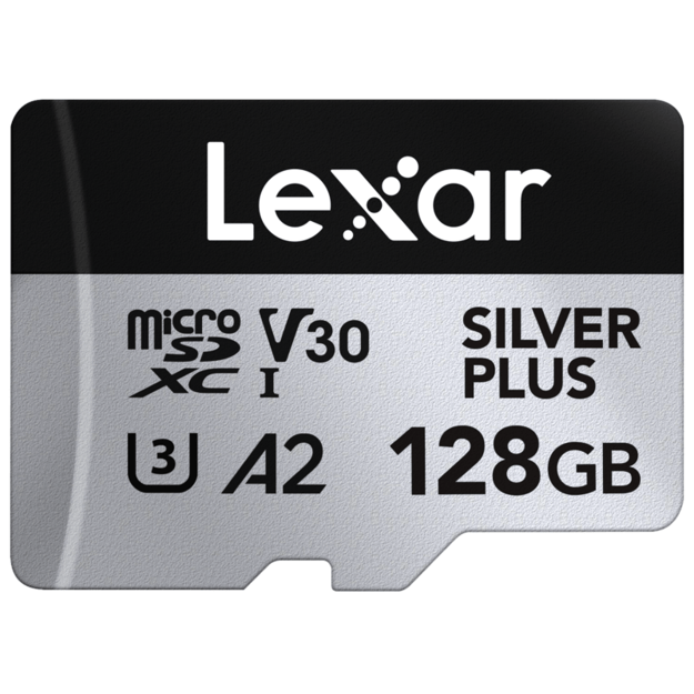 Lexar - microSDXC Professional SILVER Plus UHS-I/U3/A2/4K R205/W150 (V30) - SILVER - 128GB