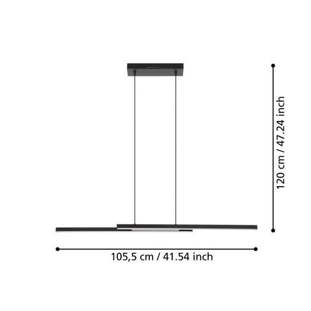 EGLO - Fraioli-Z long table pendant black - RGB + TW - Zigbee, Bluetooth
