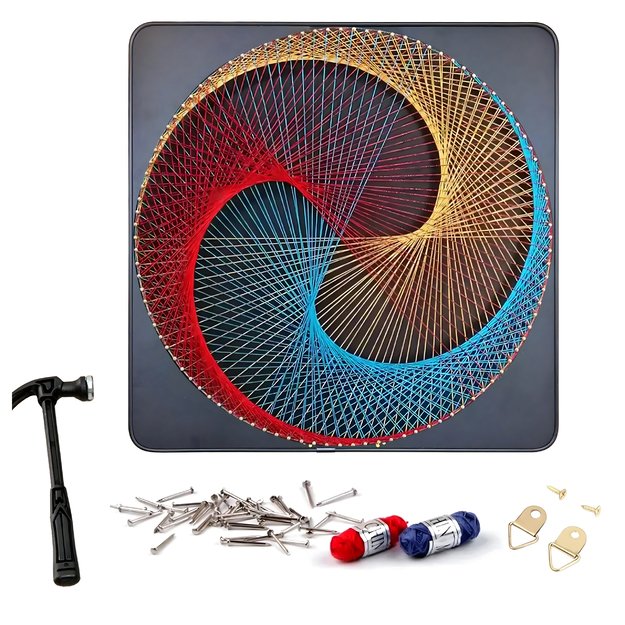 Zestaw Kreatywny Do String Art Przeplatanka Obraz z Nici Ramka 30x30 cm