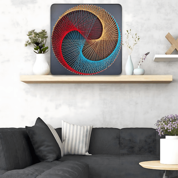 Zestaw Kreatywny Do String Art Przeplatanka Obraz z Nici Ramka 30x30 cm 1