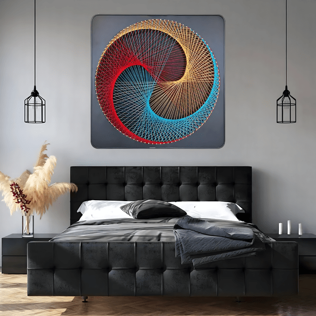 Zestaw Kreatywny Do String Art Przeplatanka Obraz z Nici Ramka 30x30 cm 10