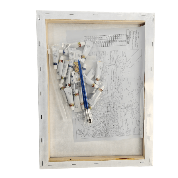 MALOWANIE PO NUMERACH OBRAZ Z RAMĄ  DIY ZESTAW PĘDZLE FARBY PŁÓTNO 30x40 18