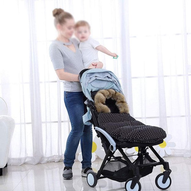 Aukščiausios kokybės miegmaišis vežimėliui, gondolai, rogėms, šiltas su kailiu, izoliuotas miegmaišis 13