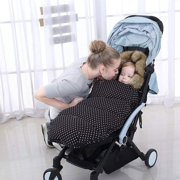 PREMIUM SLEEPING BAG FOR A STROLLER, GONDOLA, SLEDGE, WARM WITH FUR, INSULATED SLEEPING BAG