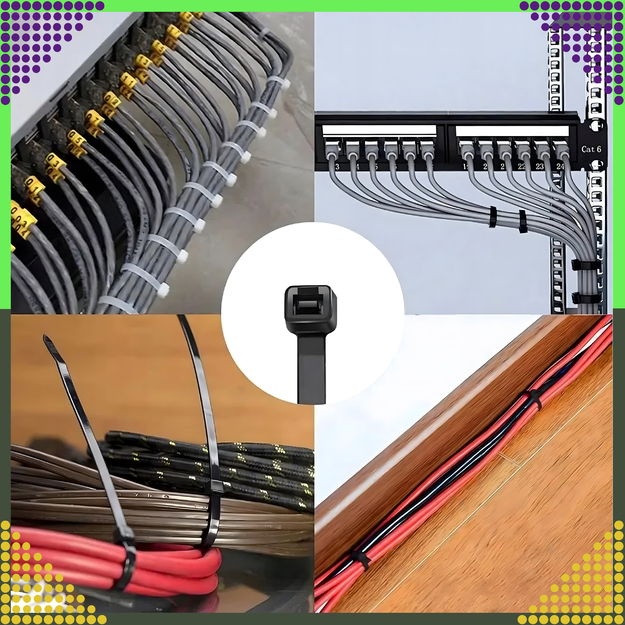 Izturīgas kabeļu saites, klipši, kabeļu saites, melnas kabeļu saites, 4x100mm, 50 gab.